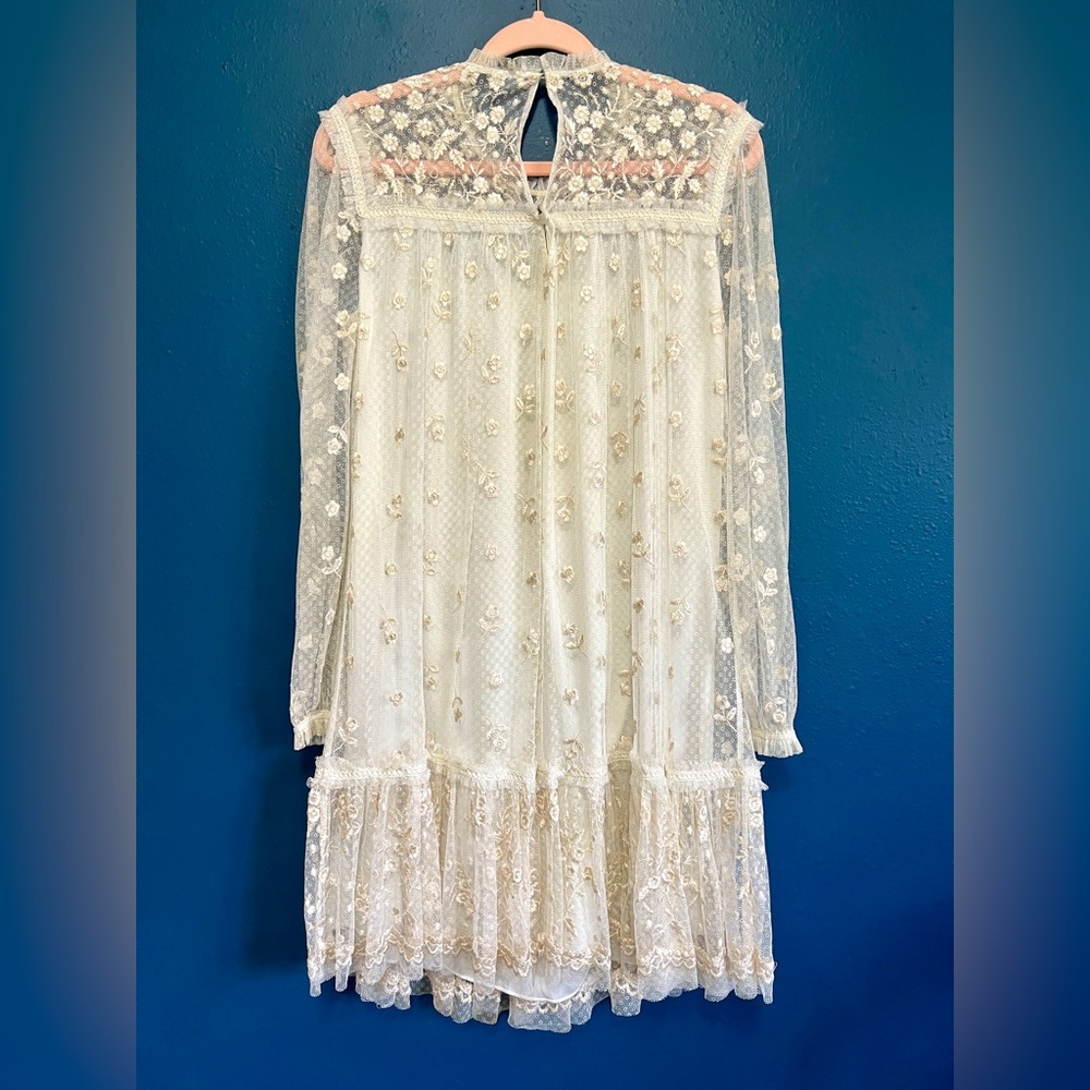 Needle & Thread Reflection Disty Cream Embroidered Floral Lace Dress - Size 6 - Picture 7 of 16